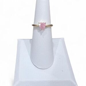 ❤️ Pink Heart Shaped Crystal CZ Ring | 14K White Gold Plated | Size 6